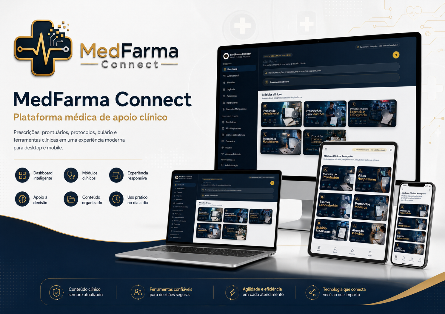 MedFarma Connect em desktop, tablet e mobile